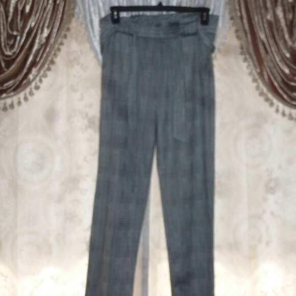 KANCY KOLE High Waist Paper Bag w/Pockets &Tie, Stretch Cropped Trousers  Sz 2XL - Picture 4 of 13